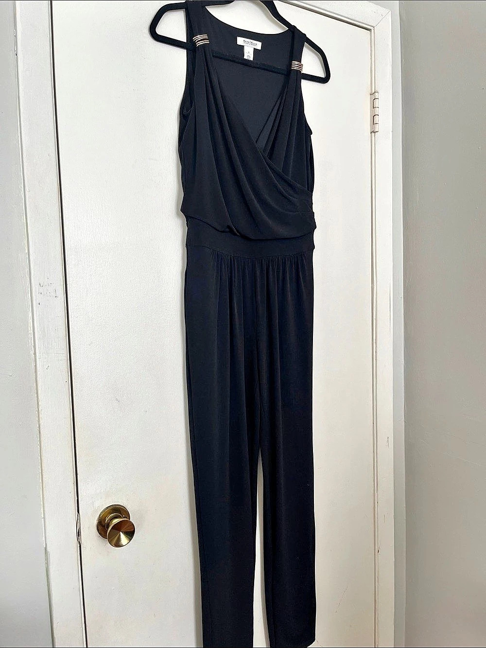 White House Black Market Black Draped Jumpsuit Size Small Like New